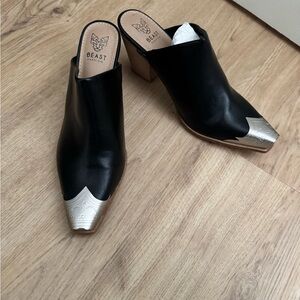 BEAST FASHION Black and Silver Ankle Booties